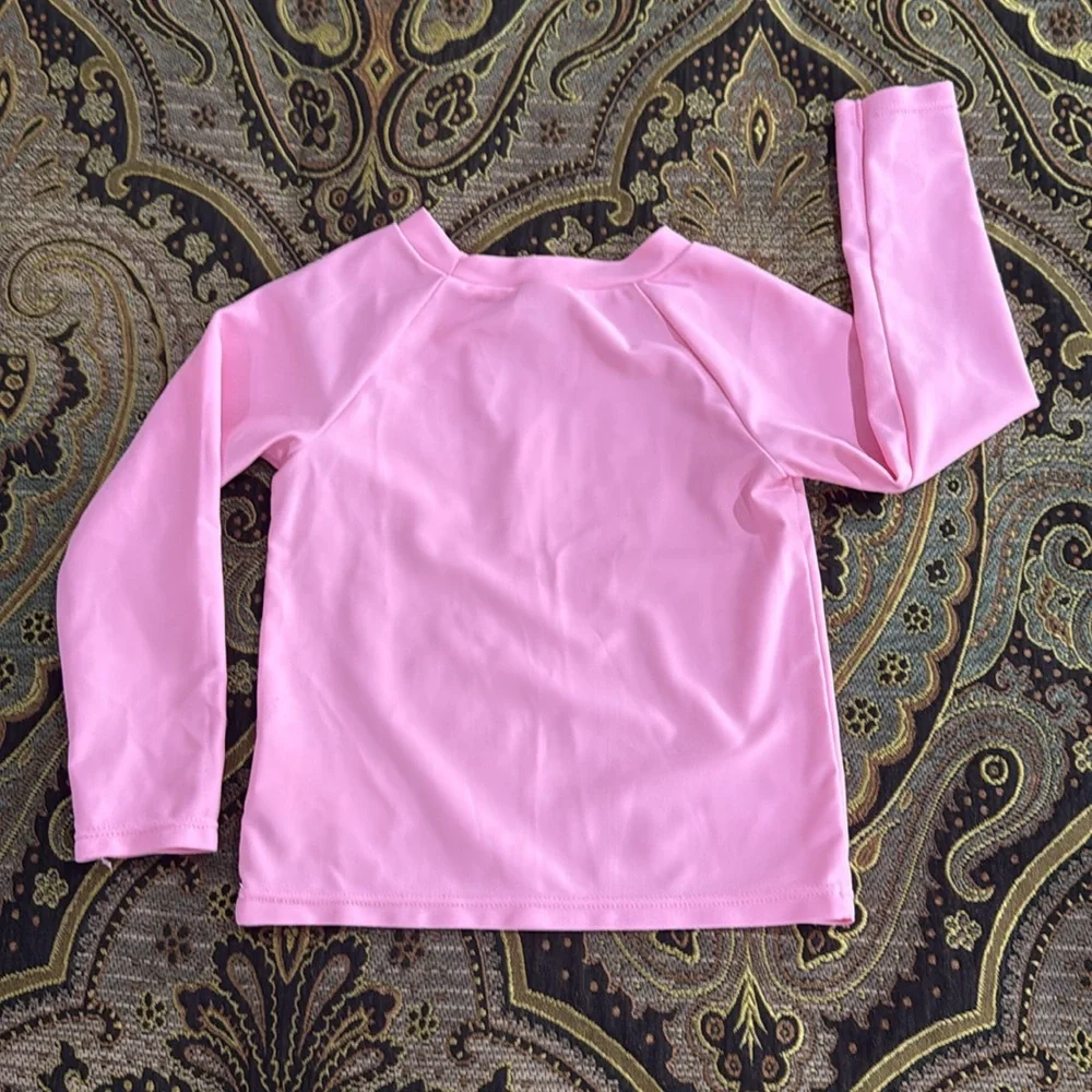 Old Navy Pink Floral 2 Piece Swim Set Rash Guard & Ruffle Bottom Baby 18-24 Mos